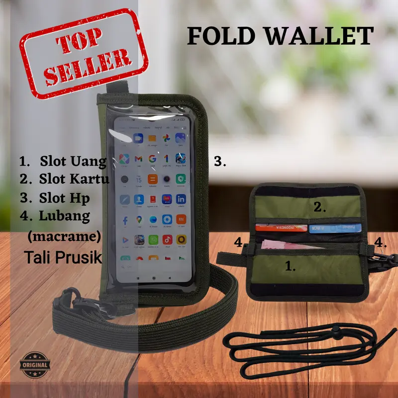 Dompet Hp Fanteus Sako Fold Wallet Pria Kartu Bahan Canvas Dan Kulit Sintesis 1