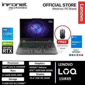 LENOVO LOQ 15IRX9 RTX3050 I5 13450HX 16GB 512GB 15.6" FHD IPS W11H OHS2024