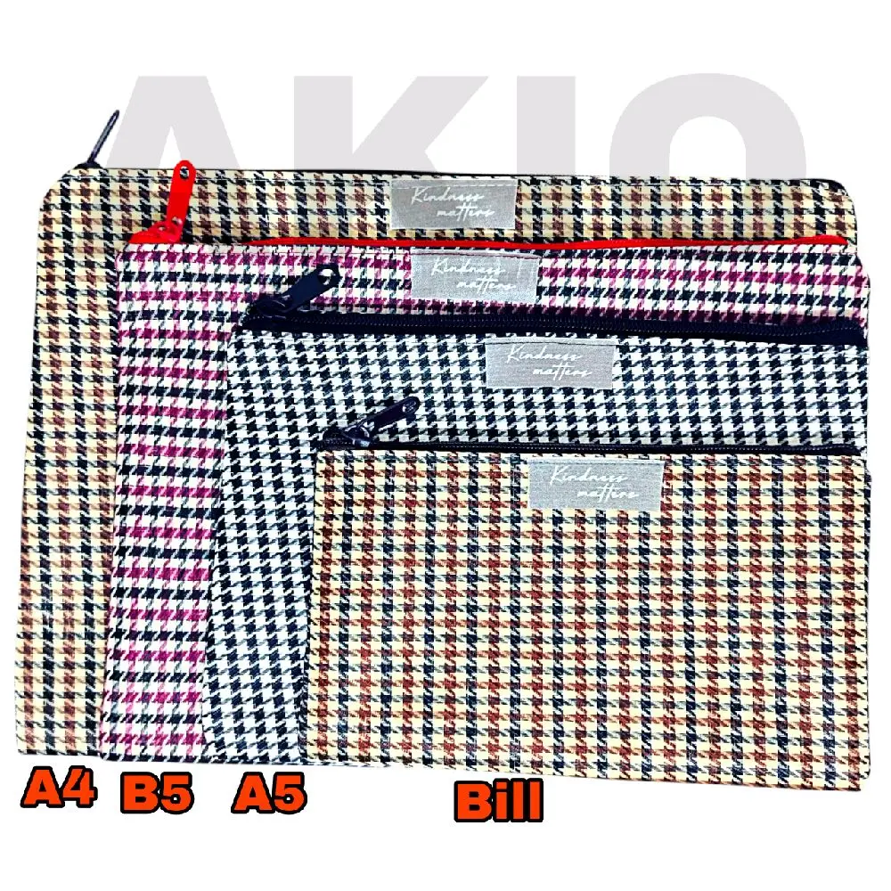 Map Tas Dokumen F4 Bill A5 B5 A4 Bill Penting Karakter KOTAK KOTAK Document Bag Murah Berkualitas Tempat Wadah Zipper File Serbaguna