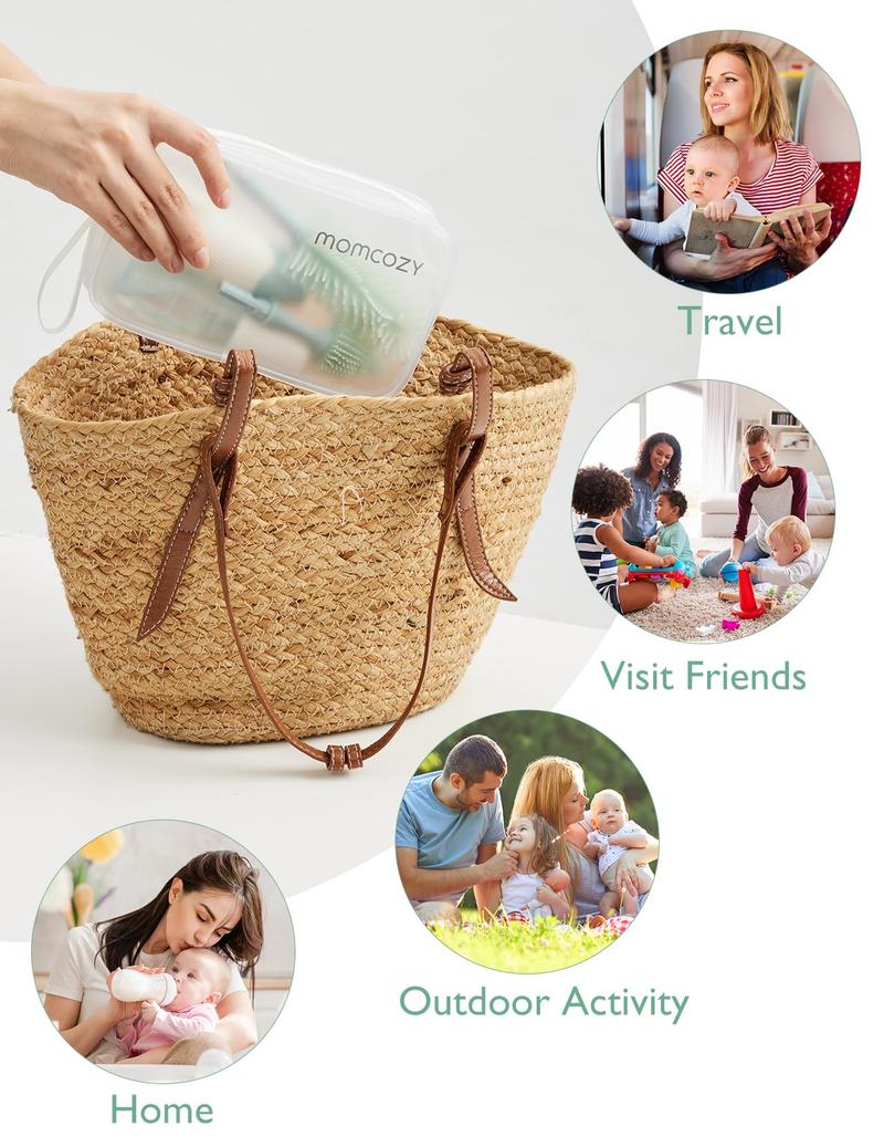 Product Introduction of Bottle Brush Kit, Innovative Push-Press Design for Better Cleaning - Baby Bottle Cleaner Brush for Baby Bottle, Breast Pumps and More - Can Generate Foam for Better Cleaning 3