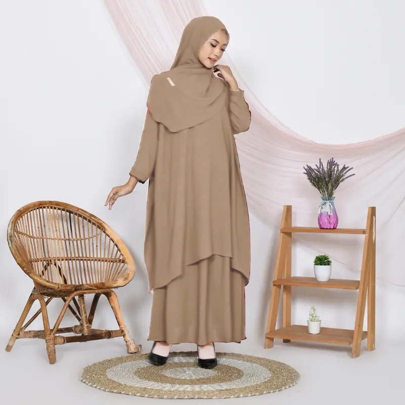 ARM Duha Series Gamis 3 Set Plus Rok Set Hijab Syari Busui Freandly Di Jamin Ori 5