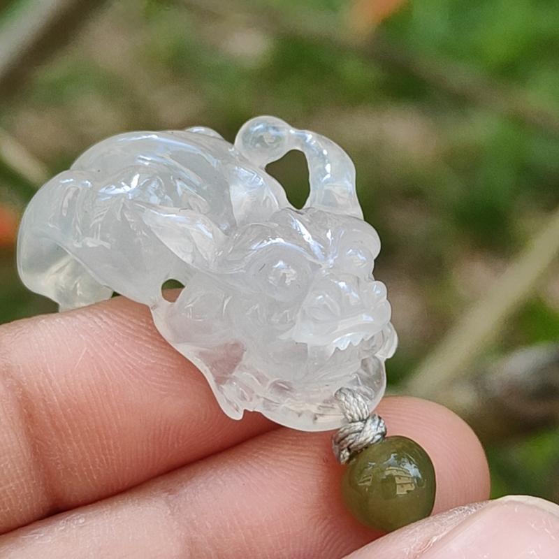 Special Offer Icy Translucent crafted as Pixiu Natural Type A Jadeite Pendant Necklace with certificate weigh 9.39 grams, 30 * 16.3 * 13.4 mm, symbols of Bring in money, keep you safe and healthy, suitable for daily wear or collection (pendant45) 2