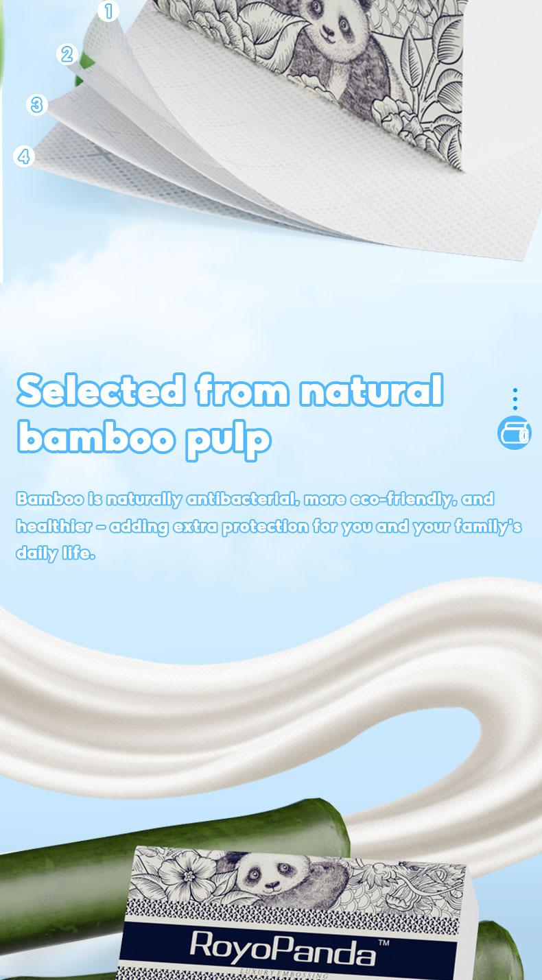 【16 Packs】RoyoPanda Tissue Soft Original Bamboo Pulp 4-Ply Soft Facial Tissue 296 Sheets 140×175mm Best Choice for Wedding Goodies Tissue & Doorgift for home, royotissue