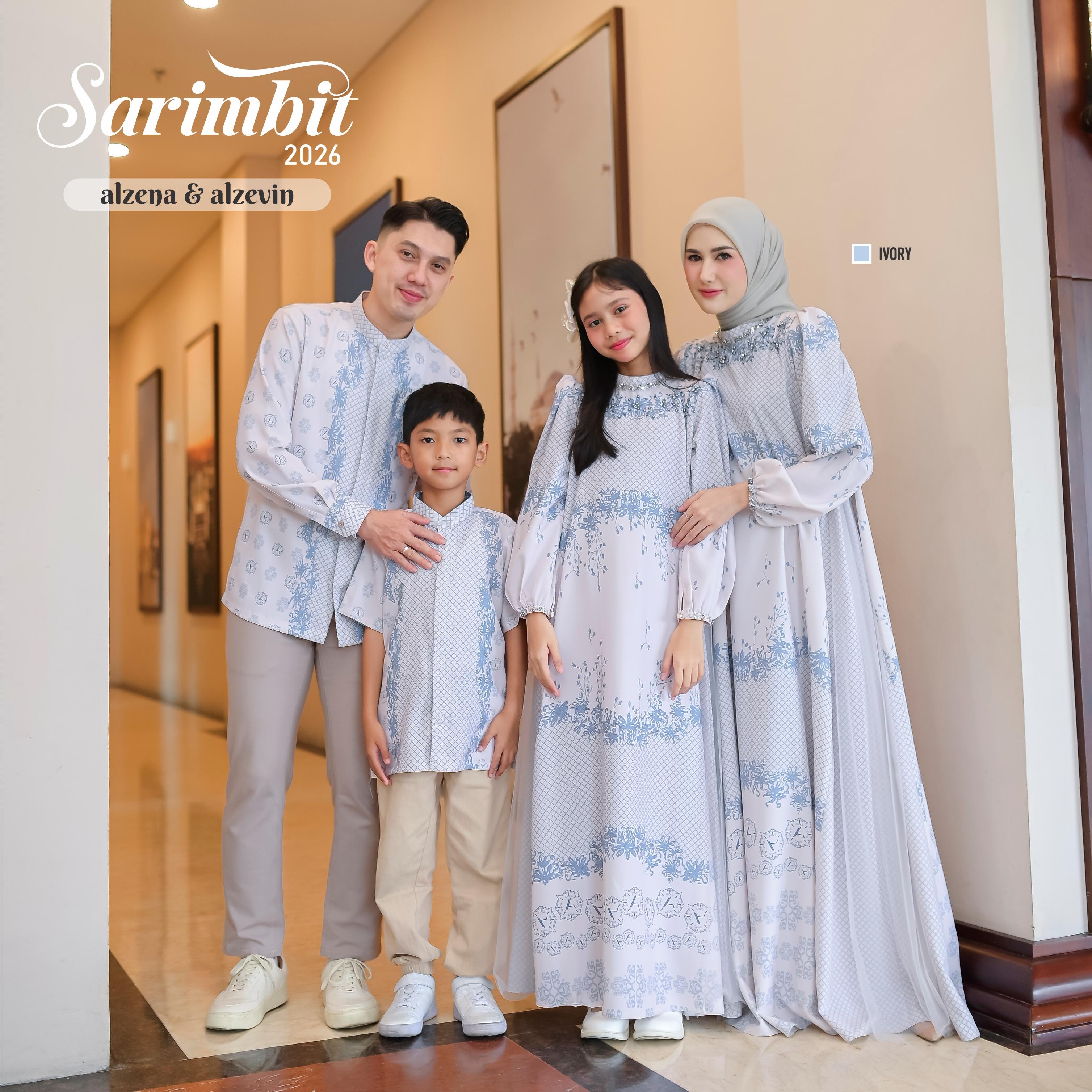 Aisyalina Id Sarimbit Collection Alzena & Alzelvin Kemeja Bahan Katun Tunica Motif Printing Mix Tille Polos Terbaru Sarimbit 2026 Nyaman One Set Family Best seller