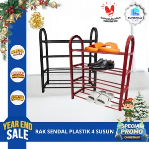 [SHS] Rak Sendal Plastik 4 Susun | Rak Sendal 4 Tingkat Multifungsi | Tempat Sendal Dan Sepatu | Rak Sepatu