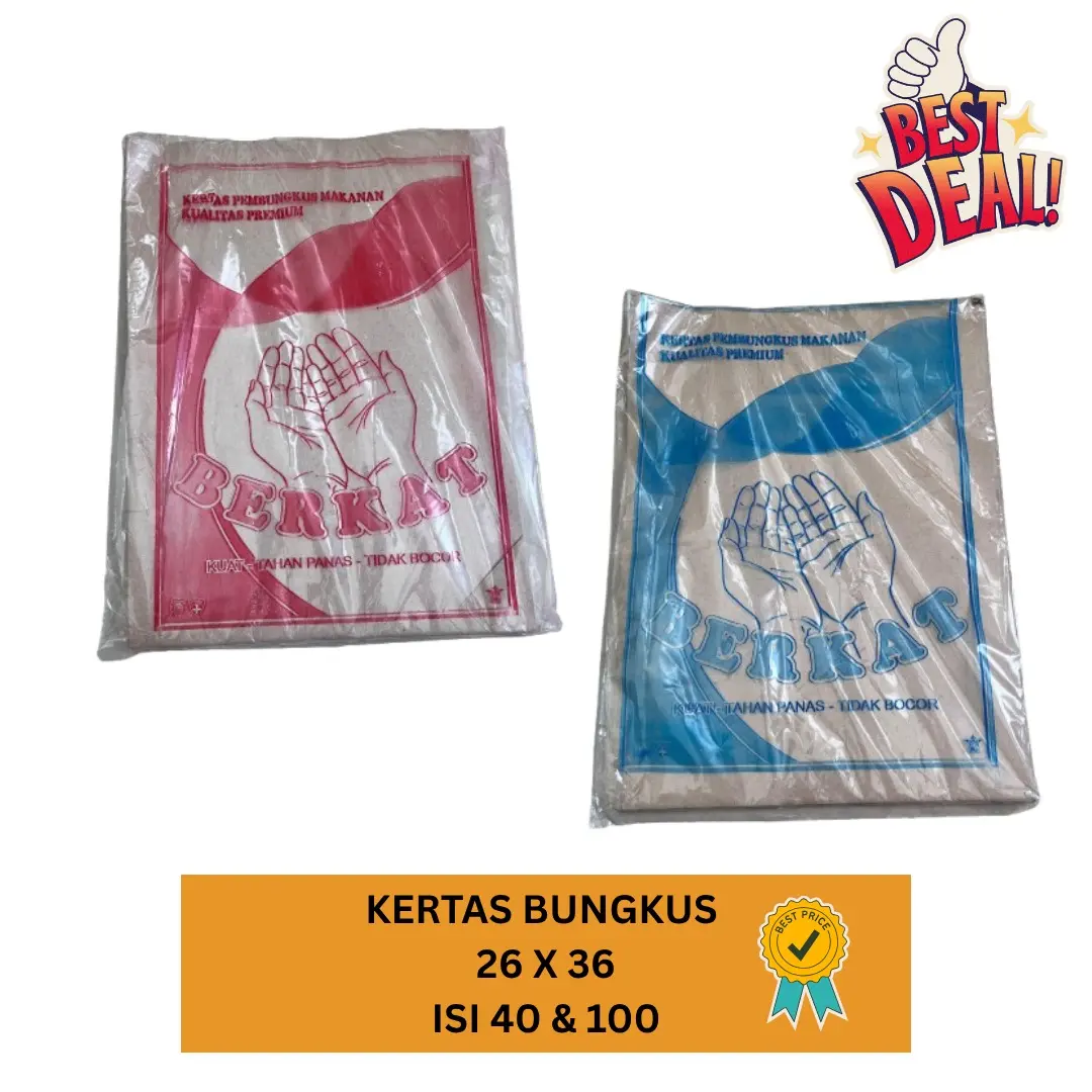 KERTAS NASI BUNGKUS COKLAT MERK BERKAT 26X36CM KERTAS ALAS NASI COKLAT/KERTAS BUNGKUS NASI COKLAT