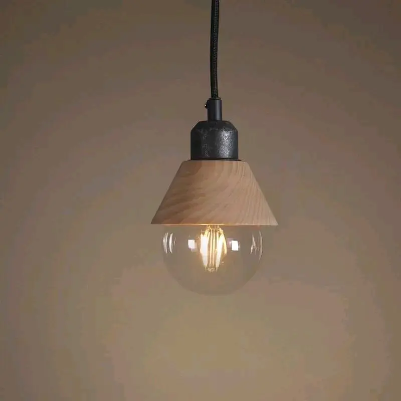 lampu gantung minimslis ufo lampu gantung easthetik Bohlam Kayu Minimalis 3