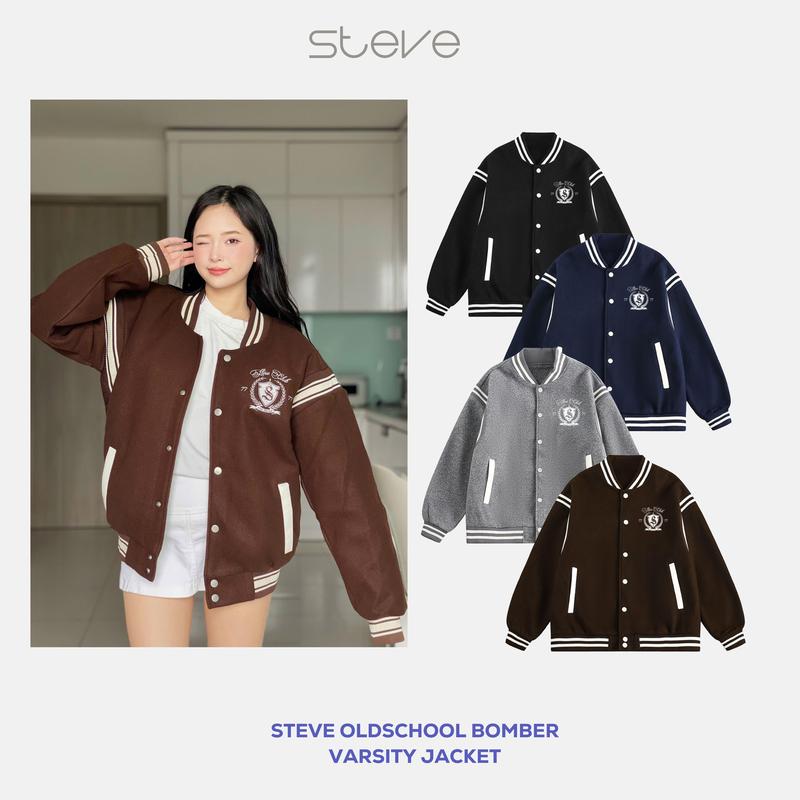 Áo khoác dạ nam nữ STEVE OLDSCHOOL BOMBER VARSITY JACKET - mã AK07 Menswear