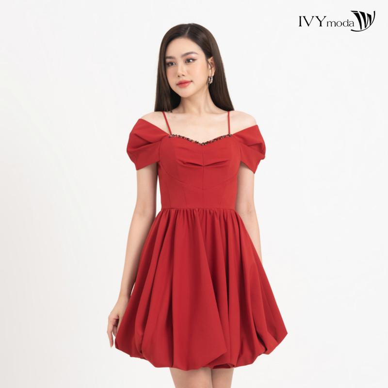 Đầm trễ vai dáng xòe IVY moda dành cho Nữ MS 45S2758