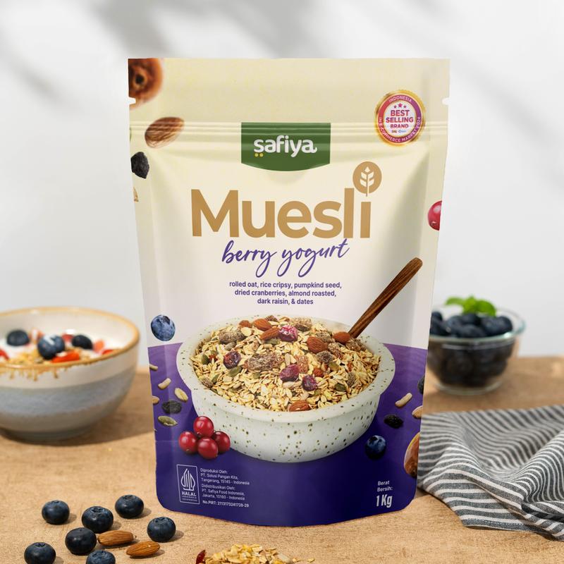 Safiya Muesli Berry Yogurt 1 Kg With Almond Sereal Oatmeal Premium 4