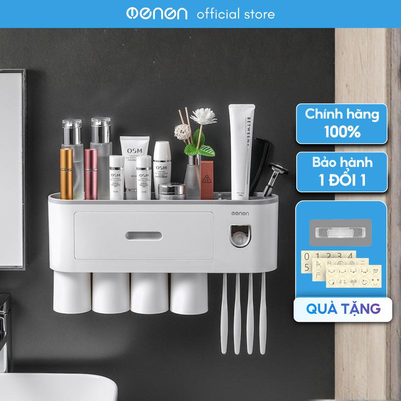  Bộ Nhả Kem Đánh Răng Tự Động Chính Hãng Kệ Để Đồ Phòng Tắm Hộp Đựng Bàn Chải Cao Cấp OENON 