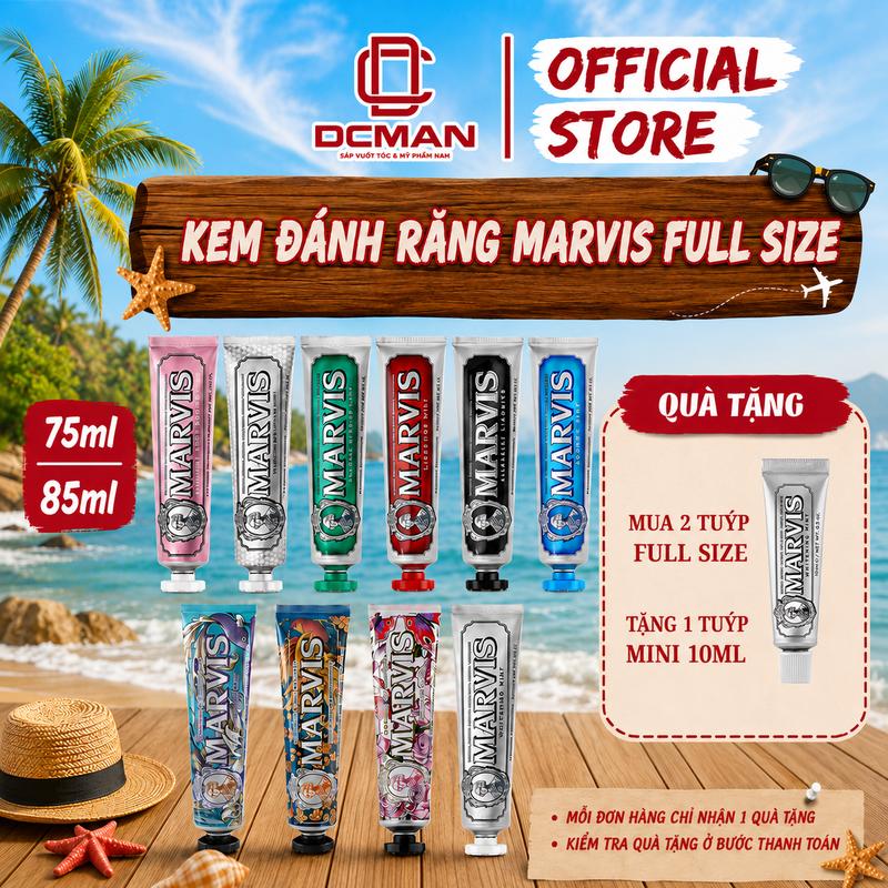Kem Đánh Răng Marvis Toothpaste Chính Hãng 75ML/85ML Nhiều Mùi Hương, Hỗ Trợ Trắng Răng Tặng Bàn Chải Đánh Răng Khi Mua 2 Tuýp