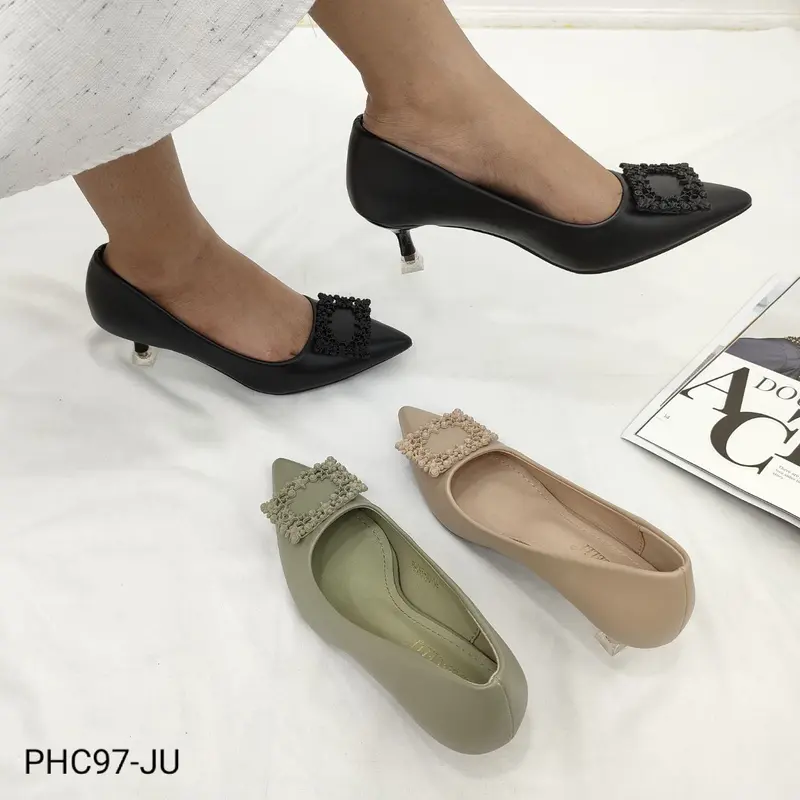 Simoncelli Sepatu Wanita Heels 5 cm Polos Sepatu Kerja Kuliah Pesta Heels Kerja Hitam Black Khaki Elegant Import PHC97-JU Heels Shoes 2