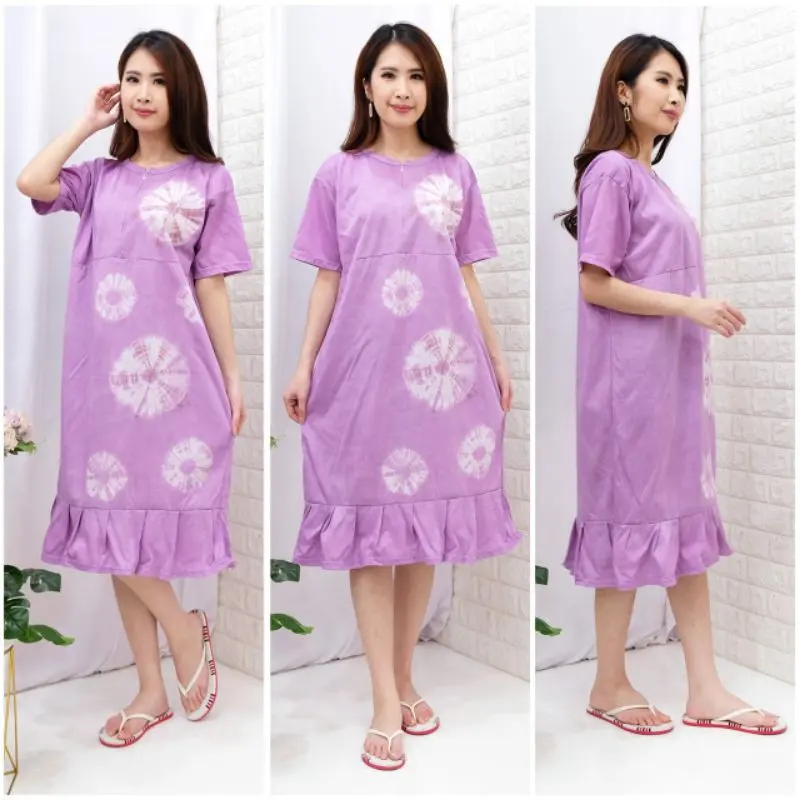 Daster Ruffle Busui Bahan Kaos Adem Warna Pastel 2