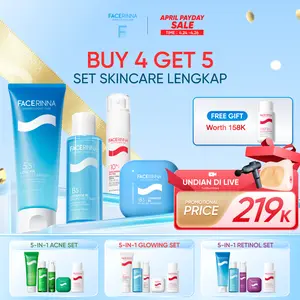 【HOT】FACERINNA 5pcs Skincare Duo| 5pcs set  glowing set / acne set / retinol set: cleanser+toner+serum +moisturizer+sunscreen