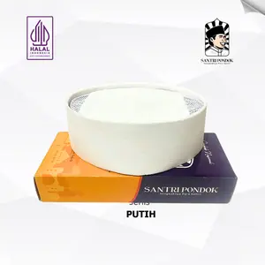 Songkok PUTIH AC SANTRI PONDOK Peci Nasional Kopiah Beludru Tebal Premium