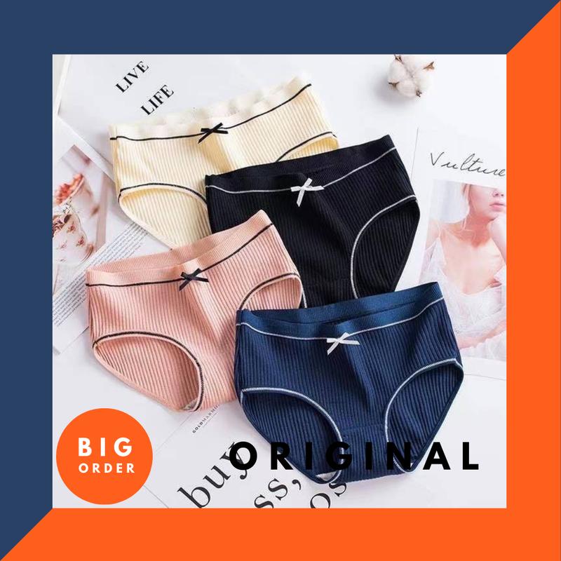 Celana Dalam Wanita Underwear Cewek Seamless PITA POLOS LUCU CD Import Korea CD04 Nyaman Spandex Waist Motif 0