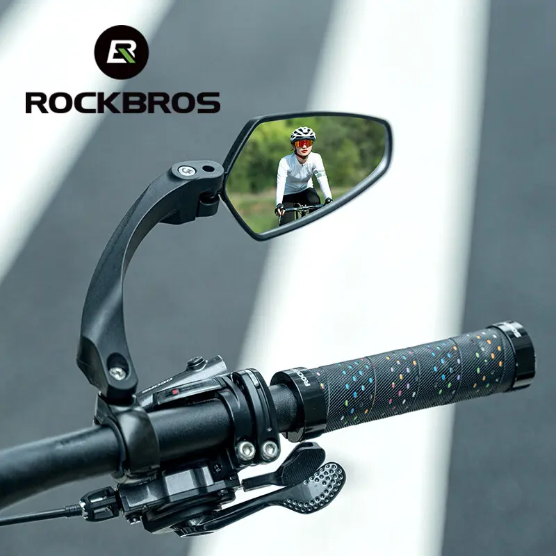 ROCKBRSO HD View Bike Rearview Mirrors 360° MTB Road Adjustable Big Vision Wide Range Rearview Mirror For Bicycle Accessories