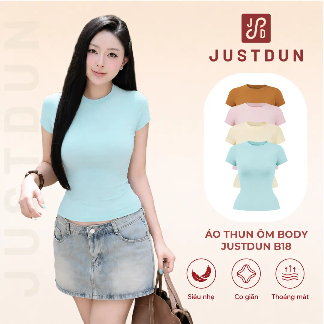 [COMBO ÁO] Áo thun ôm body cotton lông mịn co giãn Justdun B18 - Tông màu MỚI
