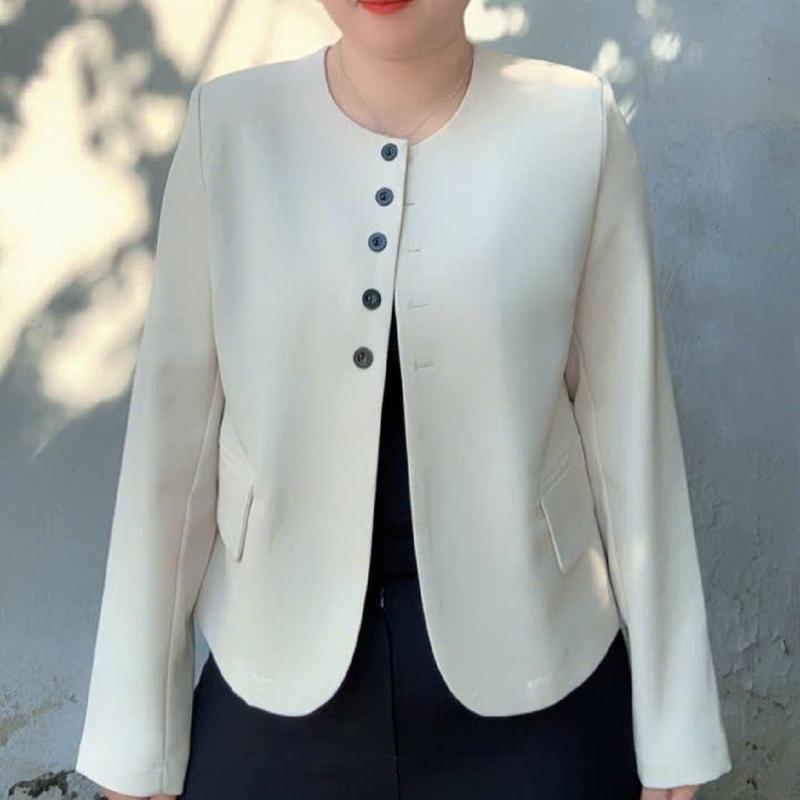  Áo khoác vest blazer nữ cổ tròn dáng lửng thiết kế đơn giản,nhẹ nhàng thanh lịch 