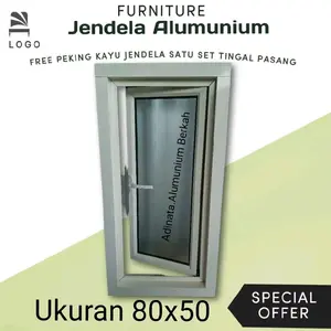 Jendela Alumunium Casement 80x50 Kayu Aluminium