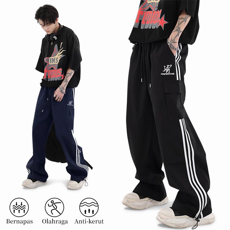 Celana Cargo Panjang Pria celanalonggar Cargo Pants Kargo celana priakeren korean style celana panjang priaoversize retro celana kulot pria baggy pantsloose fashion highwaist pants remajacelana Joger polos kekinian celanapinggang karet straight 2