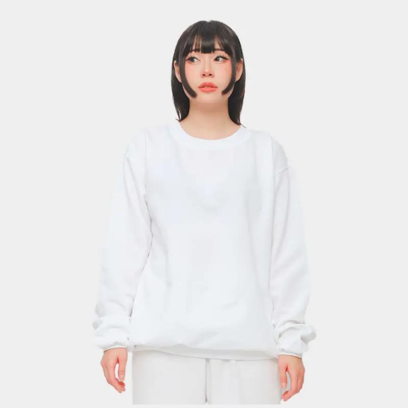 Sweater Crewneck Polos Hitam Putih • Outwear Size M L XL Pria Wanita | Black Edition Trendy Casual Hoodie Sweatshirt Cardigan Cewek Cowok fleece baju sedang motif polos lengan panjang Katun Polka Dot Hoodie/Jumper Korean Hoodies & Sweaters 4
