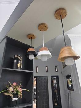 Product Review of lampu gantung minimslis ufo lampu gantung easthetik Bohlam Kayu Minimalis from D**n M**u 1