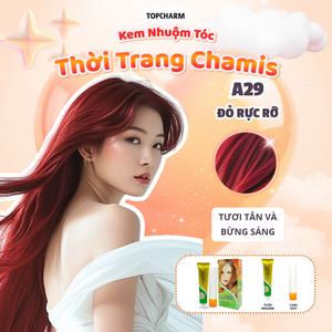 Kem nhuộm màu Đỏ Rực Rỡ A29 bừng sáng TOPCHARM 30 màu, lên màu nhanh chuẩn, dưỡng tóc bóng mềm (kèm oxy, bao tay, lược) Nhuộm Tóc Đổi Màu Tóc Nữ