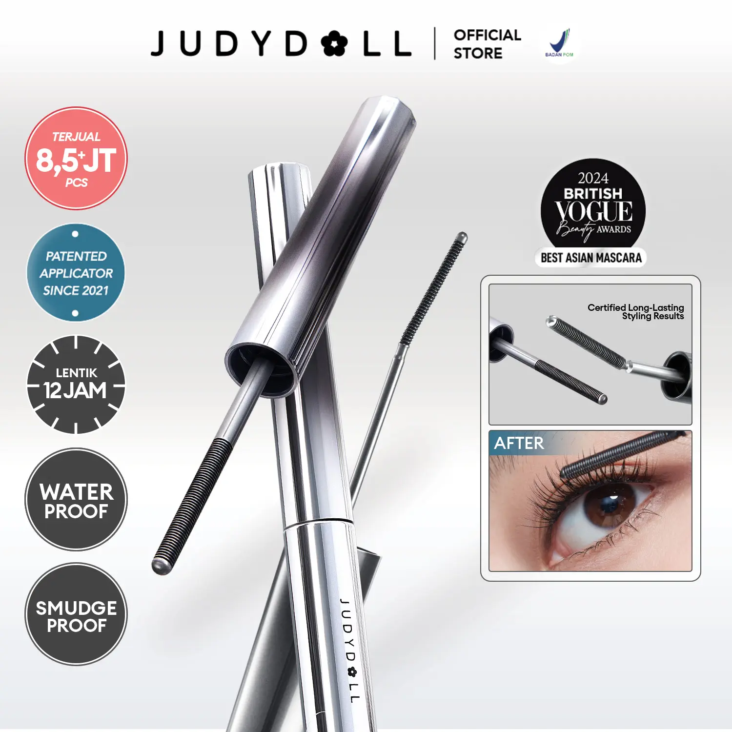 Judydoll Iron Mascara - Maskara besi Eyelash Waterproof, Smudgeproof, Anti Clumpy | Makeup Ramadan, Makeup Lebaran, Makeup Iftar