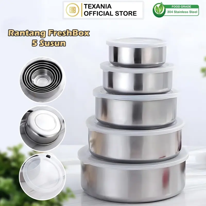 FRESH BOX RANTANG SUSUN STAINLESS / RANTANG 5 SUSUN STAINLESS (FREE BUBLE WRAP) Rantang susun paling 0