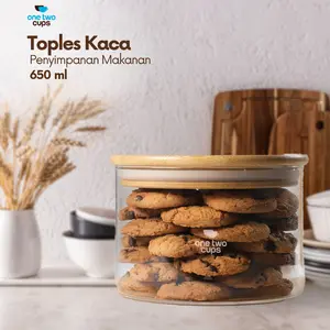 PROMO One Two Cups Toples Kaca Penyimpanan Makanan Sealed Storage Glass Jar - FJ3