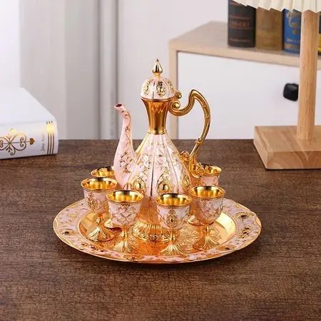 COD Teko Arab Aladin Set 7 Gold Warna Emas Ornament/set Gelas Anggur Kendi