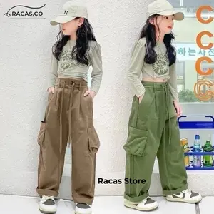 Celana Kargo Anak Loose Pant High Waist Combat Stretch Melar Korean Style Terkini Celana Fashion