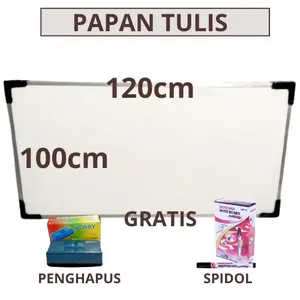 PAPAN TULIS WHITEBOARD 100 X 120 CM FREE SPIDOL DAN PENGHAPUS