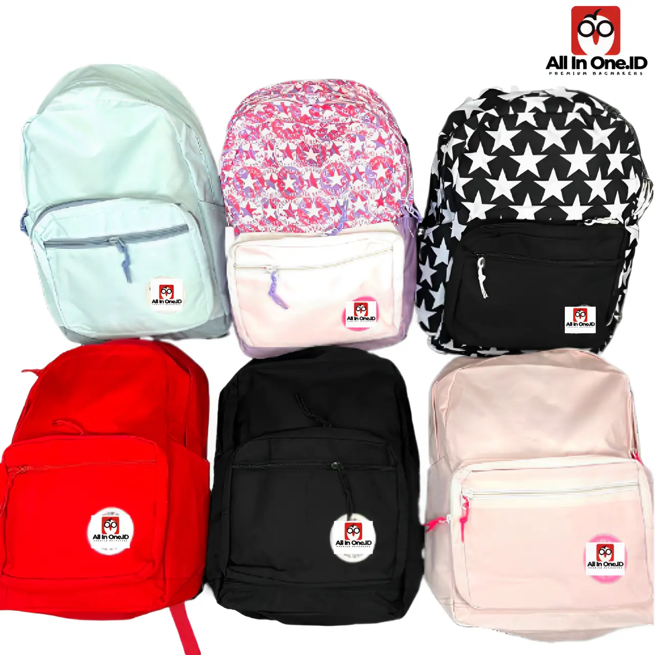 Tas Sekolah Basic Go 2 Laptop 14 inch Premium Fulltag /Tas Skena / Tas Ransel Logo Bintang Bordir