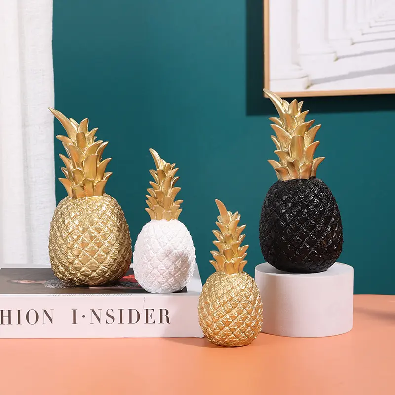 Pineapple Figurines Ornaments Desktop Decorations Living Room Cabinet Creative Fake Resin Pineapple Ornament Artificial Pineapple Figurine Statue DIY Decor