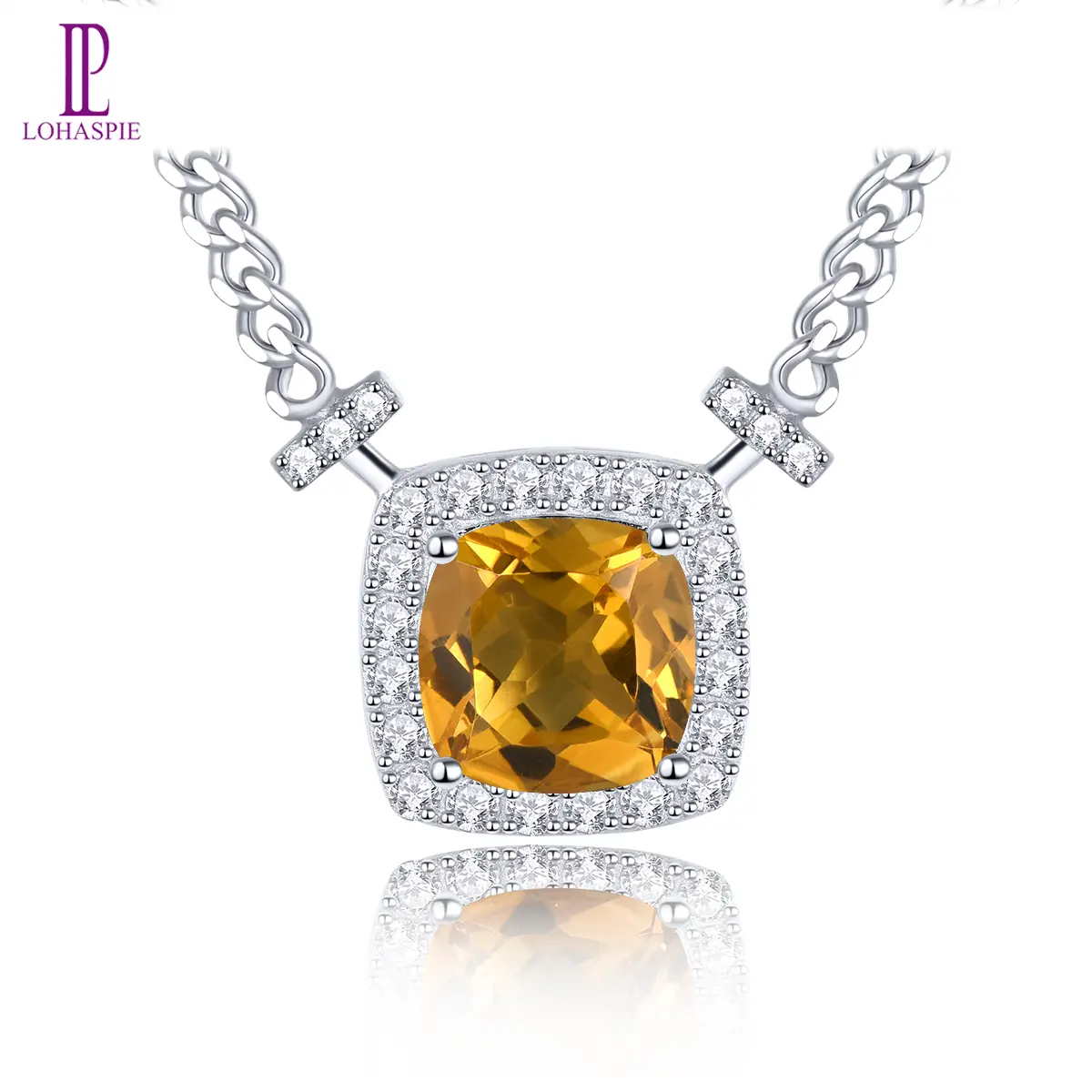 Natural Citrine Solid Sterling Silver Pendant 2.58 Carats Genuine Citrine Gemstone Luck Fortune Fine Jewelry New Year Gifts