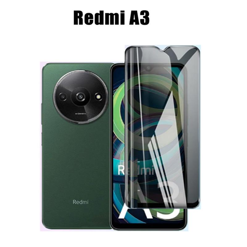 Kính Cường Lực Bảo Mật, 3 Trong 1, Dành Cho Xiaomi Redmi A3, Bảo Vệ Màn Hình Che Phủ Toàn Bộ Chống Gián Điệp, Phim Riêng Tư Chống Nhìn Trộm, Phim Sợi Carbon Và Bảo Vệ Camera 3