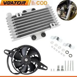 Cooler Radiator Pendingin Kipas Pendingin Oli Mesin Sepeda Motor Aluminium 125Ml Universal untuk Sepeda Motor Dirt Bike ATV