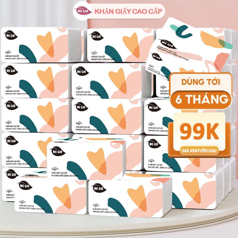 ( CLEVER MOM-Thùng 36 GÓI) giấy ăn rút MEGIA thành phần bột gỗ tự nhiên 4 lớp giấy dai dày mềm mại Giấy Vệ Sinh