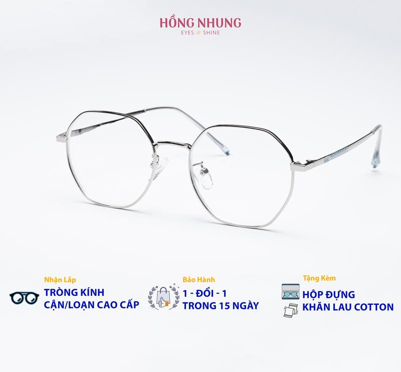 Gọng Kính Cận Nữ Đa Giác Siêu Nhẹ Cho Mặt Nhỏ – Gọng Kim Loại Mảnh Không In Dấu Mũi, Lắp Độ Cận Free | Mã M26 MATKINHHONGNHUNG