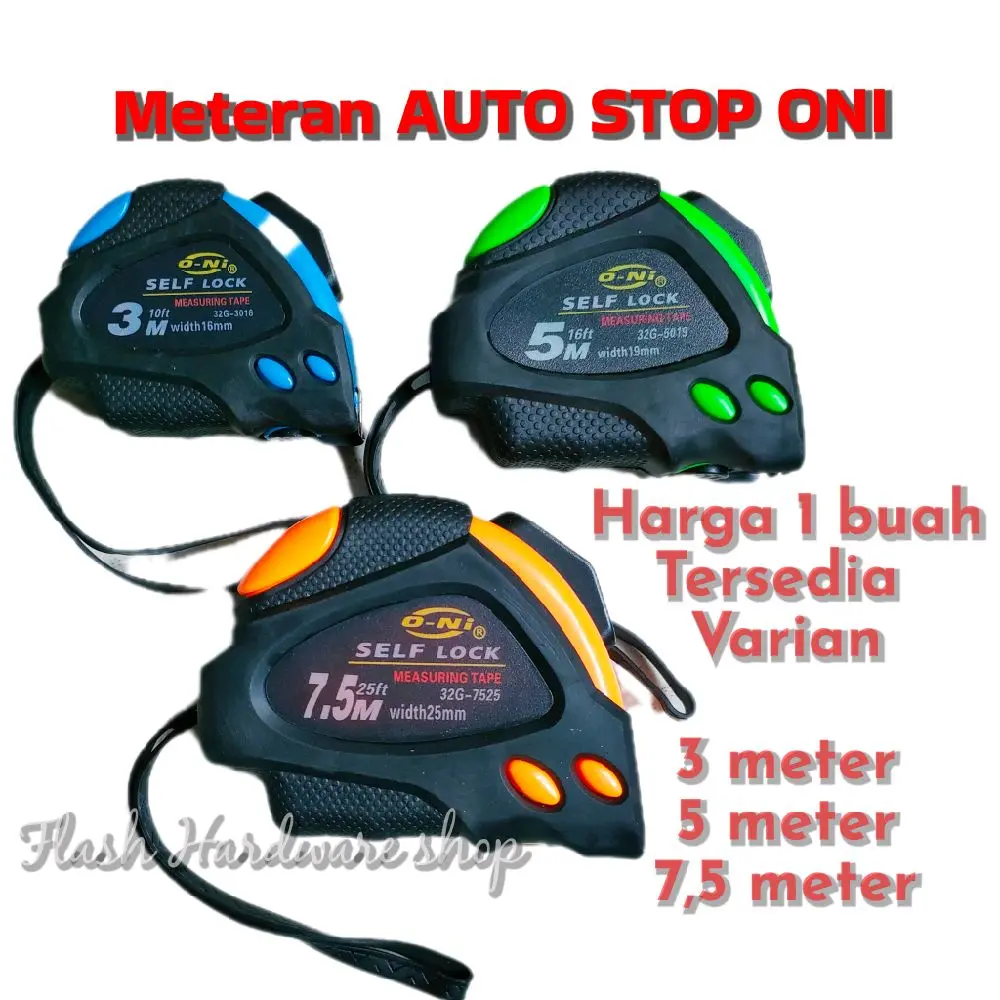 Meteran karet Oni 3meter dan 5meter dan 7,5 meter/meteran auto stop selflock Rol