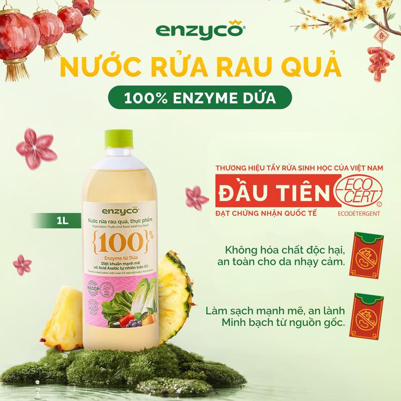  Nước ngâm rửa rau củ quả thực phẩm sinh học Enzyco - Enzyme Dứa - Cùng Enzyco Dọn Nhà An Toàn - Đón Tết An Lành 