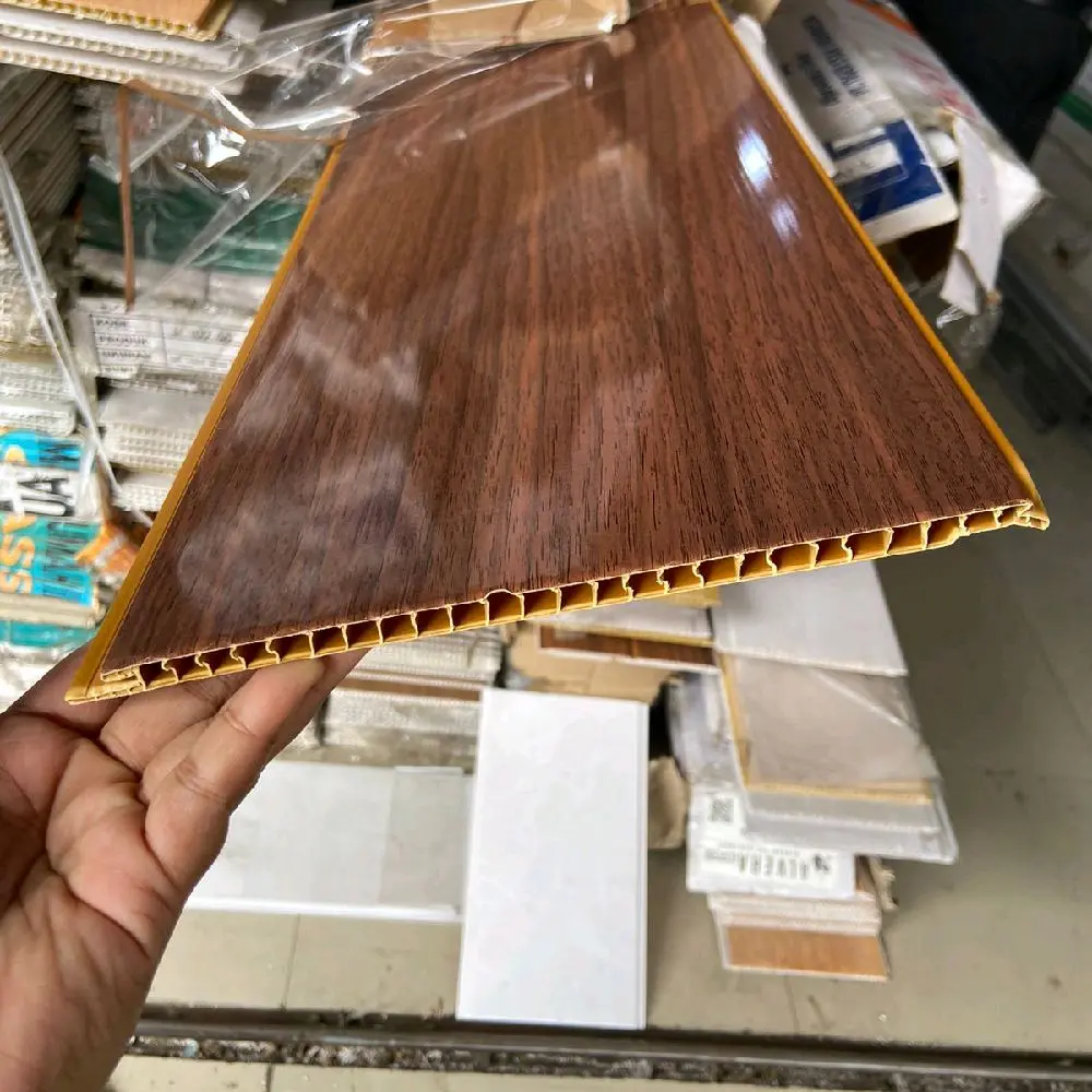 plafon pvc coklat motif serat kayu glossy SF 292