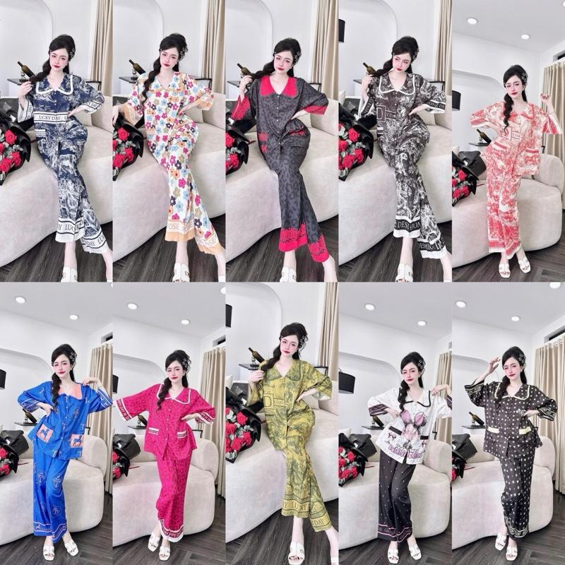  Size 70kg-100kg  Bộ pijama Lụa Tay Lỡ Cổ Sen 