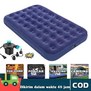 Kasur Angin Paket Kasur Angin Double Biru  Paket Kasur Tiup Air Bed Double pompa manual