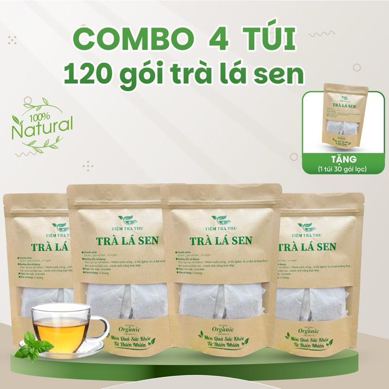 Combo 4 túi 120gói lọc Trà Lá Sen tặng 1 túi 30 góc lọc