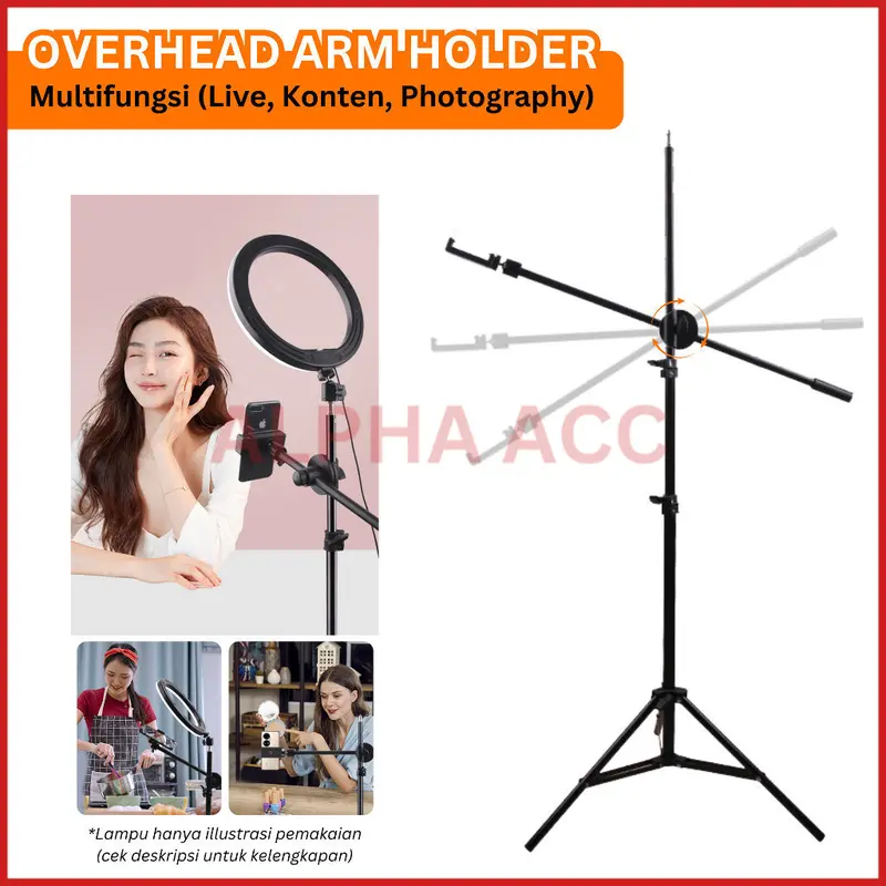 ZMP70 Overhead Tripod Armstand Phone Holder Stick Multifungsi Fotografi Kamera Live Streaming Konten Kreator Photo Studio ALPHA ACC 1