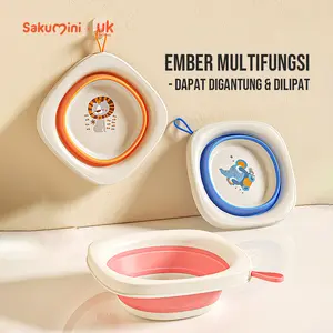 Sakumini Foldable Baby Wash Basin Wastafel Portable Baskom Lipat Serbaguna Bayi